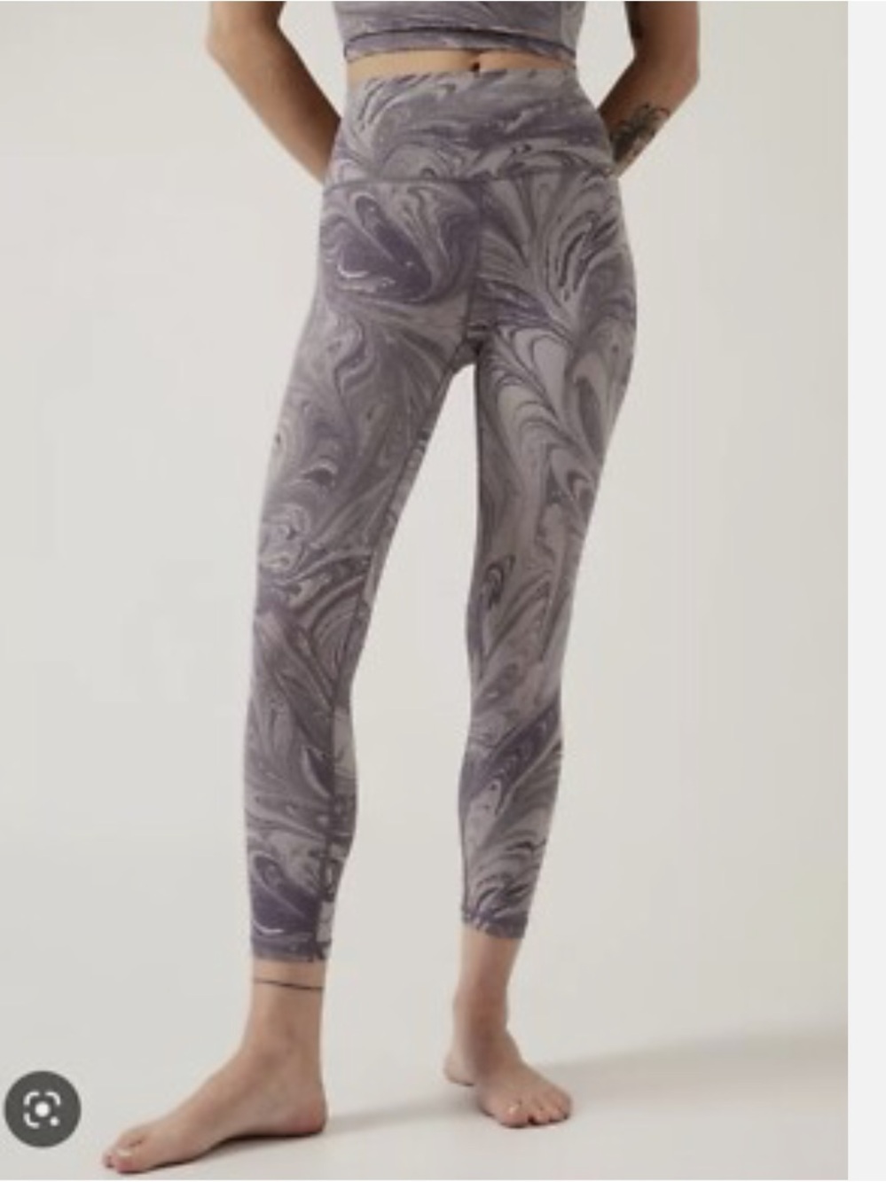 Athleta Transcend 7/8 Gray Marble-Print High-Rise Leggings
